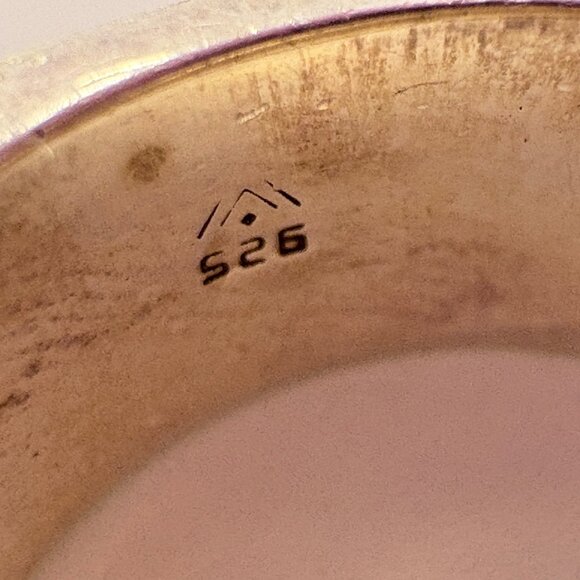 VTG Solid Sterling Silver 925 Scroll Design Squared Band Ring Size 7 - Picture 7 of 9